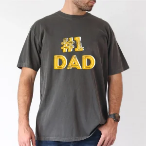 1 Dad Number One Fathers Day Gift Family Man Best Dad Ever T Shirt 100 Cotton Single Side Printed Black Short Sleeve T shirt FatherS Day Gift for Family Father Papa Dad S XXXL 3