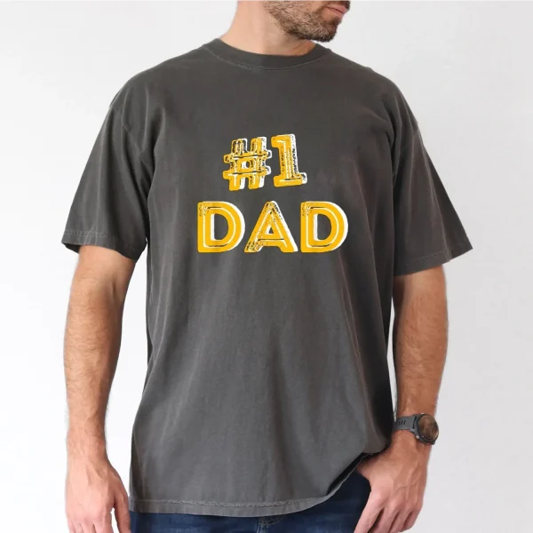 1 Dad Number One Fathers Day Gift Family Man Best Dad Ever T Shirt 100 Cotton Single Side Printed Black Short Sleeve T shirt FatherS Day Gift for Family Father Papa Dad S XXXL 3