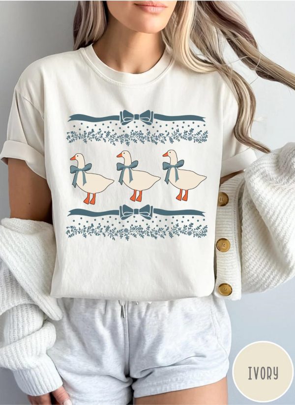 1980s Blue Ribbon Goose With Hearts Ugly Shirt Vintage Original Shirt Bows and Adorable Doodle Hearts Animal Lover Shirt Duck ShirtSV75 1 1