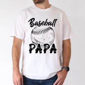 Baseball Papa T-Shirt - Casual, Relaxed Fit with Baseball Graphic, The Best Father's Day Gift