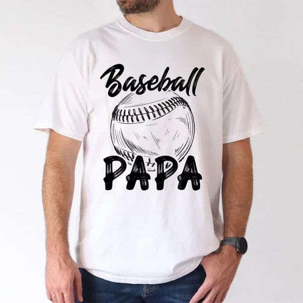 Baseball Papa Mens 100 Cotton T Shirt Casual Relaxed Fit with Baseball Graphic 1 gm optimized