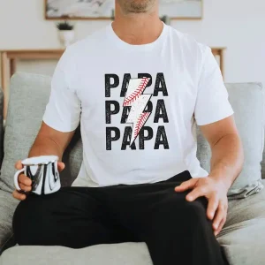 Retro Papa Baseball Shirt ? Lightning Bolt Graphic ? Father's Day Gift