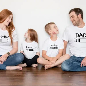 Battery Family Matching T-Shirts, Low Battery Full Battery Family Shirts, Mommy And Me, Dad And Son, The Best Family Matching Gift