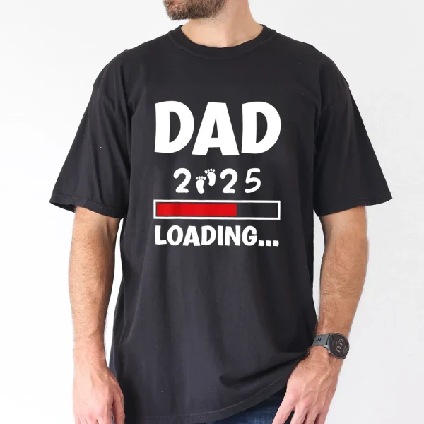 Big Tall Mens Dad 2025 Loading Graphic Tee Casual Short Sleeve T Shirt for Summer Breathable Polyester Machine Washable PLUS SIZE 2