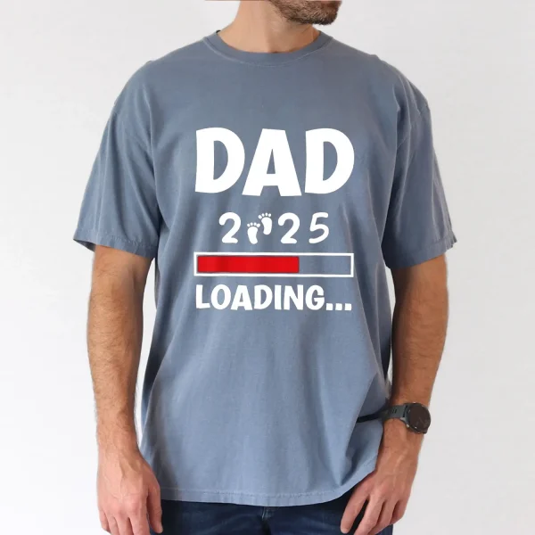Big Tall Mens Dad 2025 Loading Graphic Tee Casual Short Sleeve T Shirt for Summer Breathable Polyester Machine Washable PLUS SIZE 4