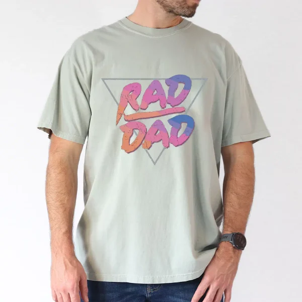 Cartoon Rad Dad Graphic Print T Shirt All Season Non Stretch Cotton Casual Crew Neck Knit Fabric Tee Perfect for Daily Wear Outdoor Activities and Sports Comfortable Fit for Adults 1 gm optimized