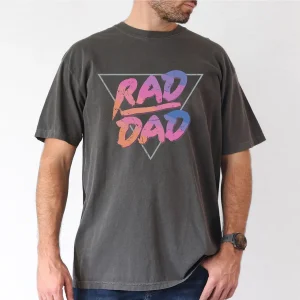 Cartoon Rad Dad Graphic Print T Shirt All Season Non Stretch Cotton Casual Crew Neck Knit Fabric Tee Perfect for Daily Wear Outdoor Activities and Sports Comfortable Fit for Adults 3 gm optimized