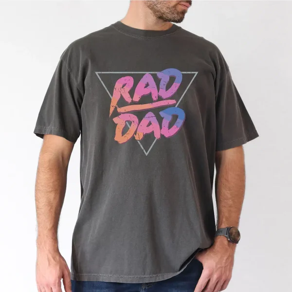 Cartoon Rad Dad Graphic Print T Shirt All Season Non Stretch Cotton Casual Crew Neck Knit Fabric Tee Perfect for Daily Wear Outdoor Activities and Sports Comfortable Fit for Adults 3 gm optimized