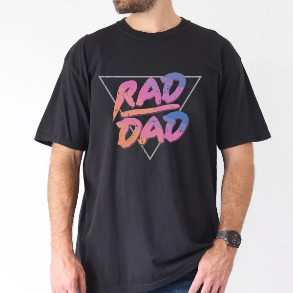 Cartoon Rad Dad Graphic Print T Shirt All Season Non Stretch Cotton Casual Crew Neck Knit Fabric Tee Perfect for Daily Wear Outdoor Activities and Sports Comfortable Fit for Adults 4 gm optimized