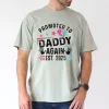 Casual Cotton T Shirt with Promoted to Daddy Again Est. 2025 Print Crew Neck Short Sleeve Regular Fit All Season Knit Fabric Tee for Daily Casual Wear 220gm2 1