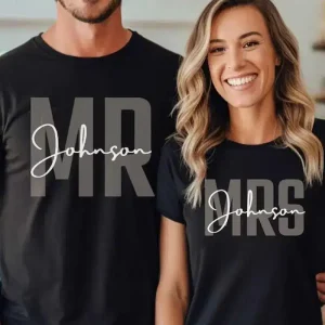 Personalized Name Couple Matching T-Shirt, Mr and Mrs T-Shirt, Father's Day T-Shirt, The Best Family Matching Gift