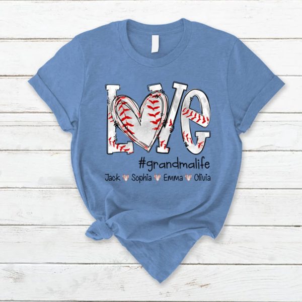 Custom Baseball Grandma T Shirt Personalized Baseball Mom Grandma Tee Shirt Baseball Mom Shirt With Kid Names Gift for Lover Baseball 2 1
