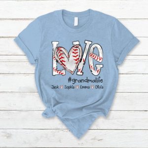 Custom Baseball Grandma T Shirt Personalized Baseball Mom Grandma Tee Shirt Baseball Mom Shirt With Kid Names Gift for Lover Baseball 3 1