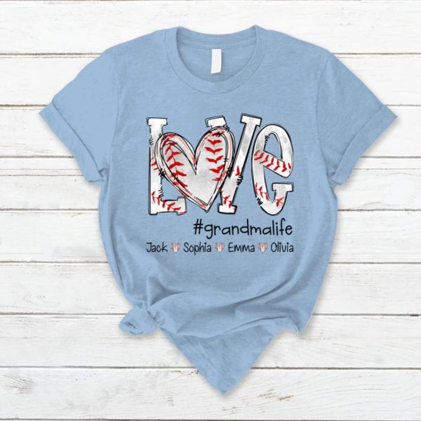 Custom Baseball Grandma T Shirt Personalized Baseball Mom Grandma Tee Shirt Baseball Mom Shirt With Kid Names Gift for Lover Baseball 3 1