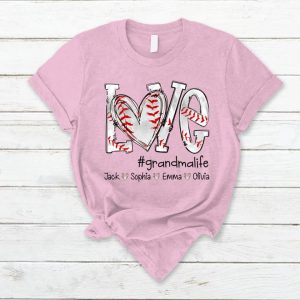 Custom Baseball Grandma T Shirt Personalized Baseball Mom Grandma Tee Shirt Baseball Mom Shirt With Kid Names Gift for Lover Baseball 4 1