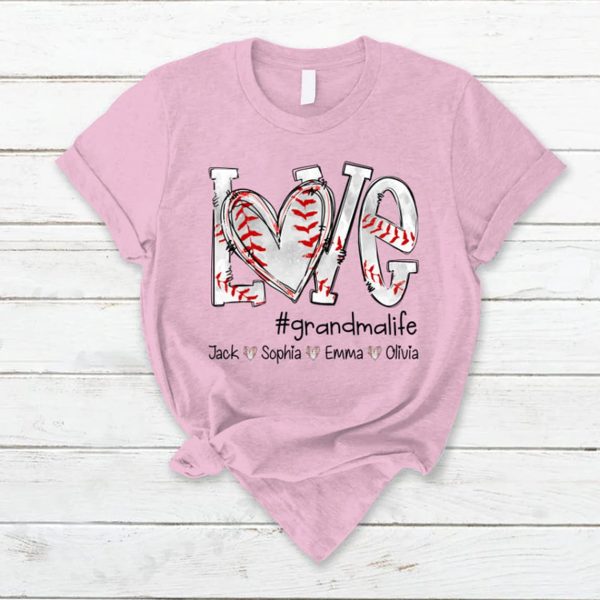 Custom Baseball Grandma T Shirt Personalized Baseball Mom Grandma Tee Shirt Baseball Mom Shirt With Kid Names Gift for Lover Baseball 4 1