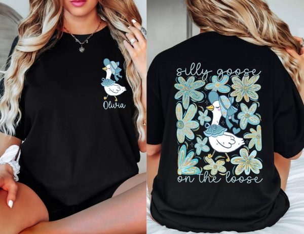 Custom Floral Goose Shirt Mama Goose Shirt Silly Goose On The Loose Funny Cowgirl ShirtWestern Graphic Spring Floral tee 1 1