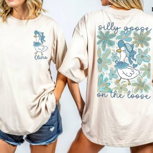Custom Floral Goose Shirt, Mama Goose, Silly Goose On The Loose, Funny Cowgirl, Western Graphic Spring Floral T-Shirt ? The Best Mother 's Day Gift