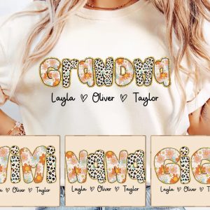 Custom Name Grandma Nini Mimi Nana, Mama Varsity, Family Shirt Matching - The Best Mother's Day Gift
