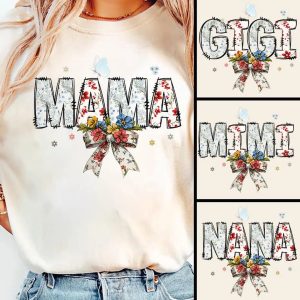 Floral Mama Coquette Bow, Retro Groovy Mama Design, Mother's Day Gift