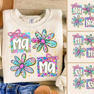 Preppy Mama with Flowers, Coquette Aesthetic, Mother's Day Shirt Design