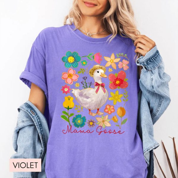 Floral Mama Goose Shirt Mama Goose T Shirt Girly Goose Shirt Mothers Day Shirt Floral Mama Tee Duck Mama Shirt Goose Lover Gift 3 1