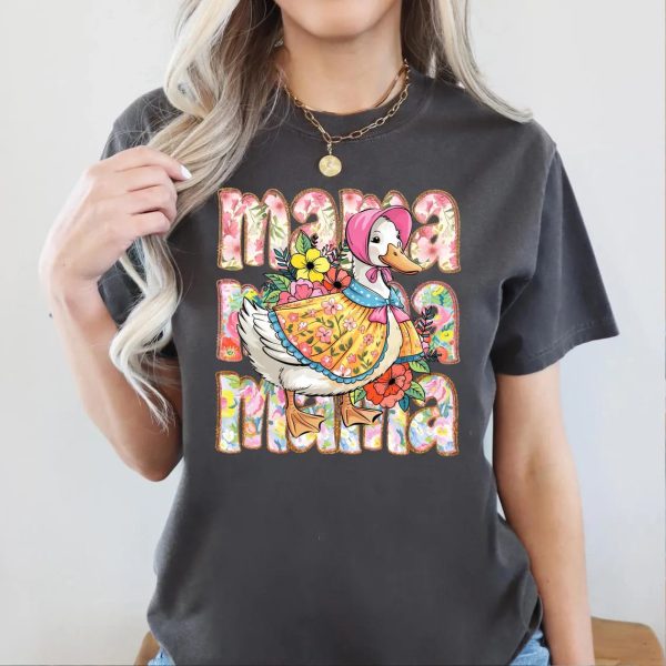 Floral Mama Goose Shirt Mama Goose Tee Girly Goose Shirt Mothers Day Floral Mama Tee Funny Duck Mama Shirt 1 1