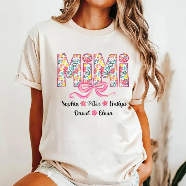 Floral Mimi T Shirt Mimi Floral Bow Coquette Mimi Mimi Floral Bow Mimi Groovy Mimi Bow Mothers Day Gift For Mimi Grandma Mom 1 1