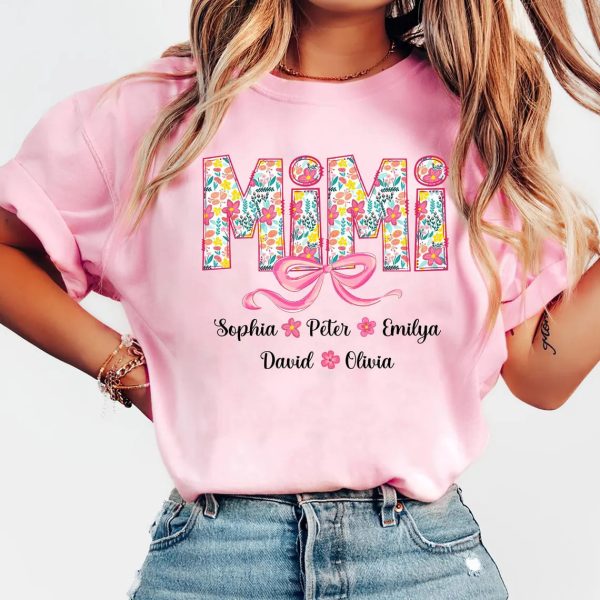 Floral Mimi T Shirt Mimi Floral Bow Coquette Mimi Mimi Floral Bow Mimi Groovy Mimi Bow Mothers Day Gift For Mimi Grandma Mom 5 1
