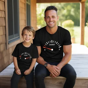 Funny Dad and Son Matching T-Shirts, Energy Gauge For Dad And Baby, Dad and Son, Mom and Daughter T-Shirt, The Best Family Matching Gift