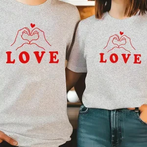 His Hers Matching Love Heart Graphic T Shirts 4