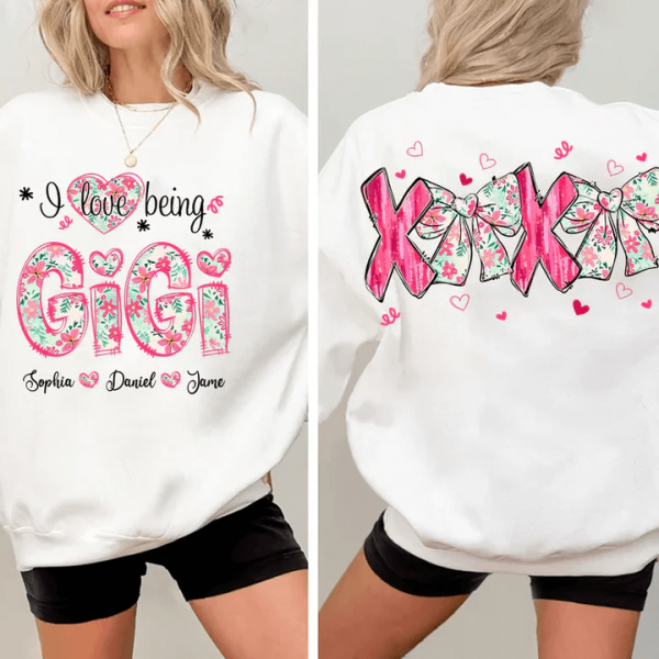 I Love Being Gigi Grandma and Grandkids Personalized Sweatshirt With Design On Sleeve Gift For Grandma Mom Wife NH96 2 1