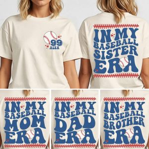 In My Baseball Sister Era Shirt, Custom Baseball Numbers and Name, Baseball Team Family Tee -  The Best Mothers Day Gift