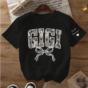 Personalized Lace Gigi Coquette Shirt, Mothers Day Gift, Floral Gigi Lace Shirt, Trendy Lace Print Crewneck - The Best Mother's Day Gift