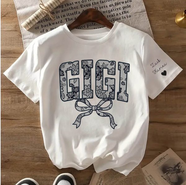 Lace Gigi Coquette Shirt Mothers Day Gift Gift for Mom Floral Gigi Lace Shirt Trendy Lace Print Crewneck Grammy Nana Shir 2 1