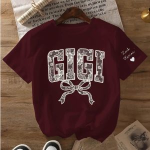 Lace Gigi Coquette Shirt Mothers Day Gift Gift for Mom Floral Gigi Lace Shirt Trendy Lace Print Crewneck Grammy Nana Shir 4 1