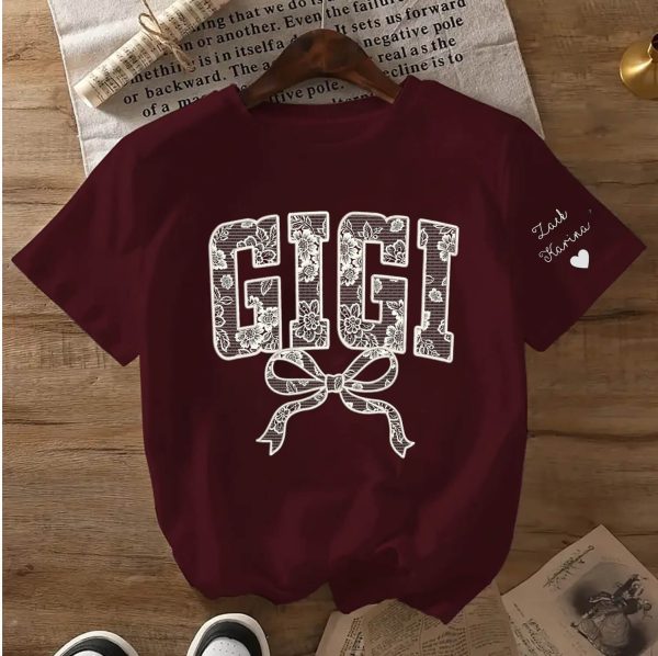 Lace Gigi Coquette Shirt Mothers Day Gift Gift for Mom Floral Gigi Lace Shirt Trendy Lace Print Crewneck Grammy Nana Shir 4 1