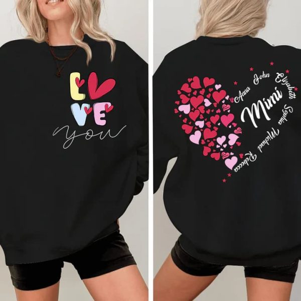Love You Mimi With Grandkids Personalized Sweatshirt Gift For Grandma Mom Wife Custom Sleeve NH96 2 1