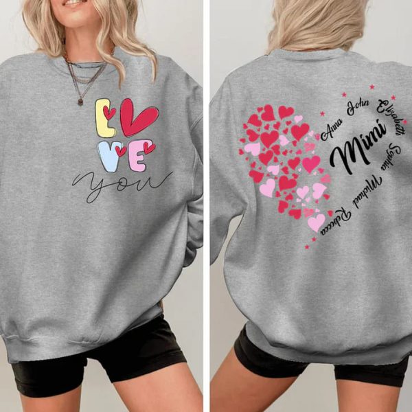 Love You Mimi With Grandkids Personalized Sweatshirt Gift For Grandma Mom Wife Custom Sleeve NH96 3 1