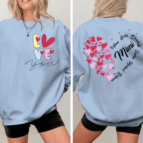 Love You Mimi With Grandkids Personalized Sweatshirt Gift For Grandma Mom Wife Custom Sleeve NH96 4 1
