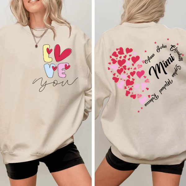 Love You Mimi With Grandkids Personalized Sweatshirt Gift For Grandma Mom Wife Custom Sleeve NH96 5 1
