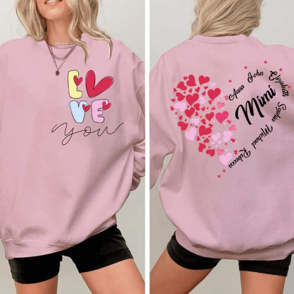 Love You Mimi With Grandkids Personalized Sweatshirt Gift For Grandma Mom Wife Custom Sleeve NH96 6 1