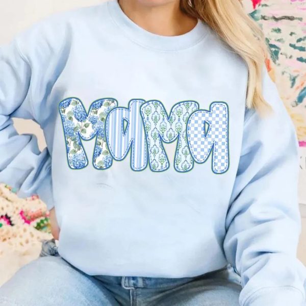 Mama PNG Coquette Girly Floral Bows Blue PNG Vintage Grandma Mama Nana Gigi Mimi Shirt Design Easter Mothers Day 2 1