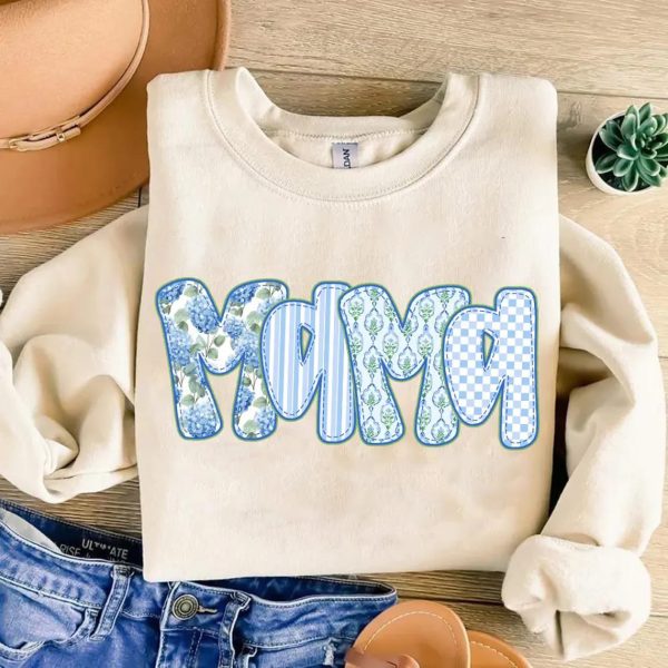 Mama PNG Coquette Girly Floral Bows Blue PNG Vintage Grandma Mama Nana Gigi Mimi Shirt Design Easter Mothers Day 4 1