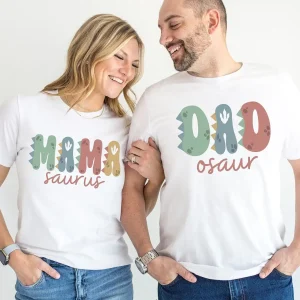 Mama Saurus, Dad Saurus Tees T-Shirt, Mother's Day, Father Day, Couple Matching, The Best Family Holiday Gift