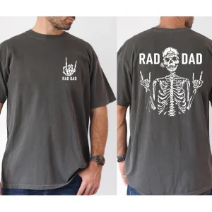 Mens Rad Dad Graphic Cotton T Shirt Casual Loose Fit Short Sleeve Round Neck White with Black Print Perfect for Casual Attire Gifts 2