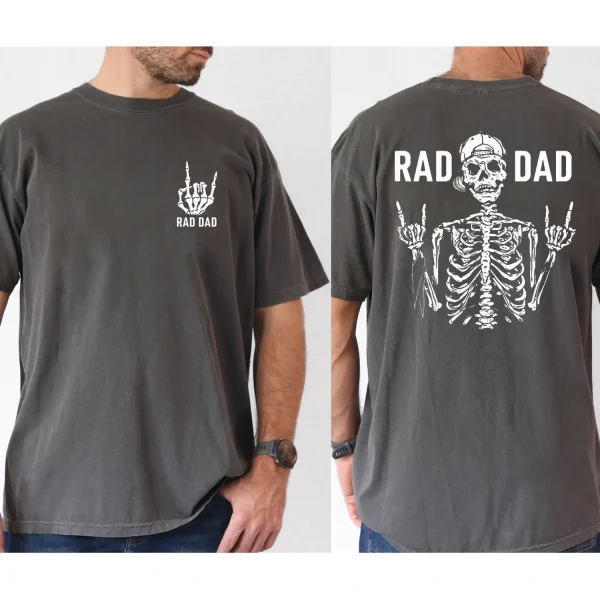 Mens Rad Dad Graphic Cotton T Shirt Casual Loose Fit Short Sleeve Round Neck White with Black Print Perfect for Casual Attire Gifts 2