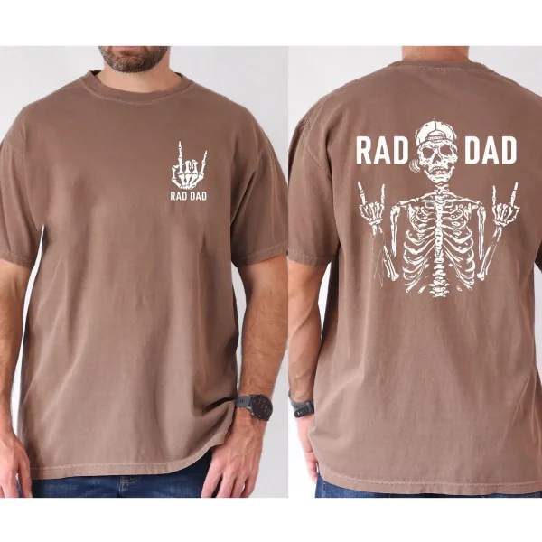 Mens Rad Dad Graphic Cotton T Shirt Casual Loose Fit Short Sleeve Round Neck White with Black Print Perfect for Casual Attire Gifts 3