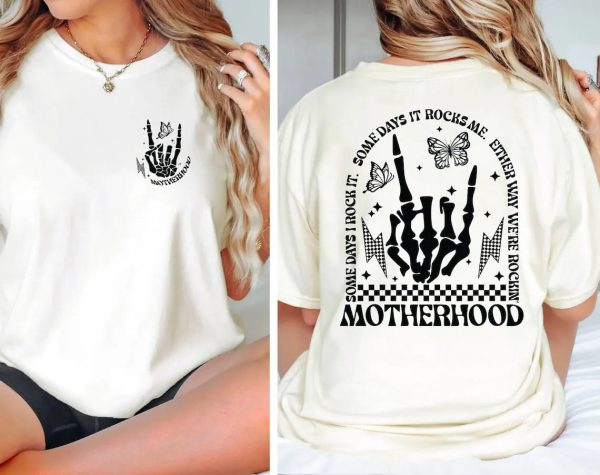 Motherhood Rock Skeleton Comfort Colors Shirt Motherhood Some day I rock it Shirt Trendy Mom Shirt Womens Shirt Rocking Motherhood Shirt 4 1