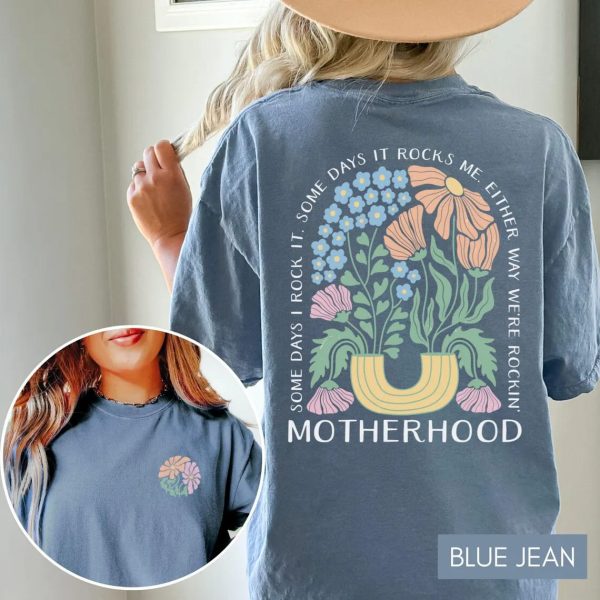 Motherhood Tee Boho Flower Mom Shirt Gift for Mom Mothers Day Gift Mom Life Tee Cool Mom Shirt Mom Vibes 1 1